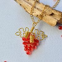 How to Make Wire Wrapped Grape Pendant Necklace with Red Glass Beads