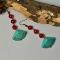 How to Make a Pair of Easy Red Glass Bead and Turquoise Bead Drop Earrings