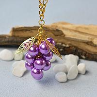 Pandahal Tutorial on How to Make Grape Pendant Necklace with Purple Pearl Beads