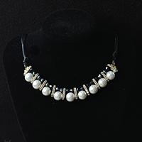 How to Make Black Leather Cord Pearl Necklace with Black Glass Beads