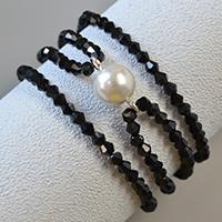 How to Make Chic White Pearl Bead Bracelet with Black Glass Beads