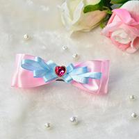 How to Make a Pink and Blue Ribbon Bow Hair Clip with Pink Heart Bead Decorated for Girls