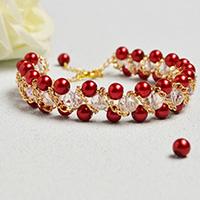 How to Make Pearl Beaded Chain Bracelet with Crystal Glass Beads