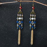 Pandahall Tutorial on How to Make Pretty Tassel Chain Earrings with Blue and Clear Glass Beads