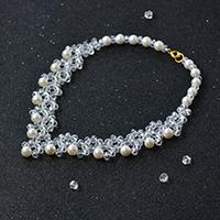 How to Make Crystal Glass Bead Necklaces with White Pearl Beads