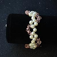 Tutorial on How to Make White Pearl Beads Bracelet with Pink Glass Beads