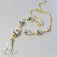 Detailed Pandahall Tutorial on How to Make a Pearl Bead Ball Necklace with Tassel Pendant