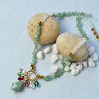 How to Make a Handmade Green Gemstone Bead Necklace with Glass Beads and Golden Beads