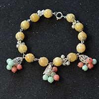 PandaHall Tutorial on Making Simple Charm Bracelet with Jade Beads and Pearl Beads