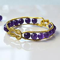 Pandahall Tutorial on How to Make a Wire Wrapped Amethyst Beads Bangle Bracelet