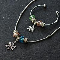 Pandahall Original Jewelry Set-How to Make Tibetan Snowflake Bangle and European Beads Necklace