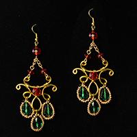 How to Make a Pair of Golden Wire Wrapped and Glass Bead Drop Earrings with Golden Seed Beads