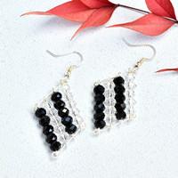 Beebeecraft black and white glass crystal bead weaving earring Patterns