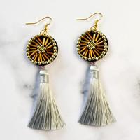 Beebeecraft tutorials on How to Make felt earrings with bugle beads and tassel