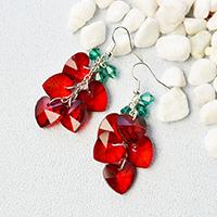 Beebeecraft Tutorials on How to Make Red Crystal Heart Shape Earrings