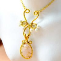 Beebeecraft Tutorials on How to Make Golden Wire Wrapped Necklace
