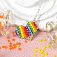 Valentine's Day Project - Rainbow Heart Pendant with Seed Beads
