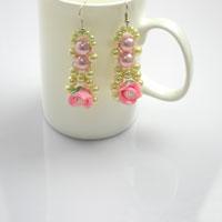 DIY beaded earrings- pearl and rose earring DIY