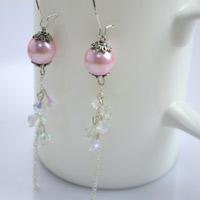 DIY vintage jewelry- handmade earrings with pearl lantern and crystal tassel