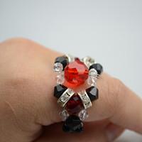 How to make beaded rings- shining crystal ring