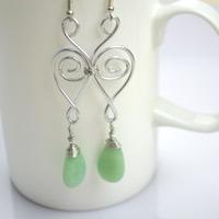Jewelry Designs Ideas - Handcrafted Earrings with Jade Drop