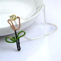 Vintage Handmade Jewelry- Handmade Tulip Necklace with Multi-colored Copper Wire