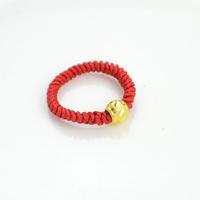 Jewelry Handmade Rings out of Red String and Gold Beads