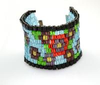 How to Make a Beaded Cuff Bracelet- Beaded Cuff Bracelet Fully Decorated with Blooms Patterns