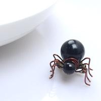 Make Spider Brooch with Copper Wire and Black Beads for Halloween