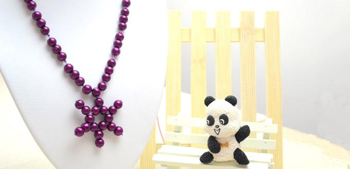 How to Make Bead Necklace - Making Snowflake Necklace with Wire and Pearls