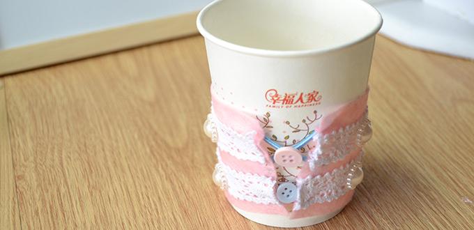 How to Make Personalized Felt Coffee Cup Sleeves with Beads and Lace