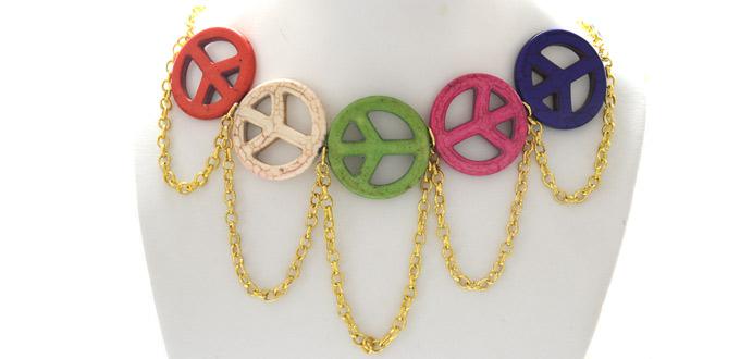 How to Make a Big Peace Sign Necklace with Turquoise Beads (with pictures)