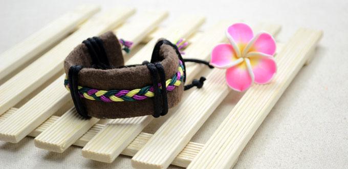 Making Combination Friendship Bracelets of Leather and Threads for Women
