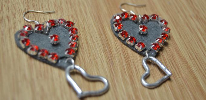 Make Your Own Cutest Felt Heart Dangling Earrings with Beads