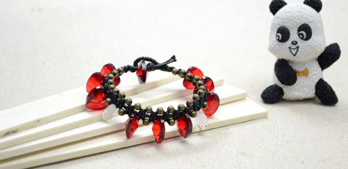 Make Square Knot Bracelet with Red Heart Charms Tutorial