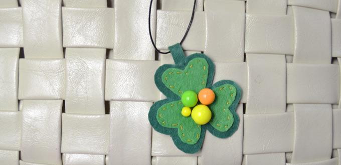 How to Make a Lovely Felt Clover Pendant Necklace with Bright Beads