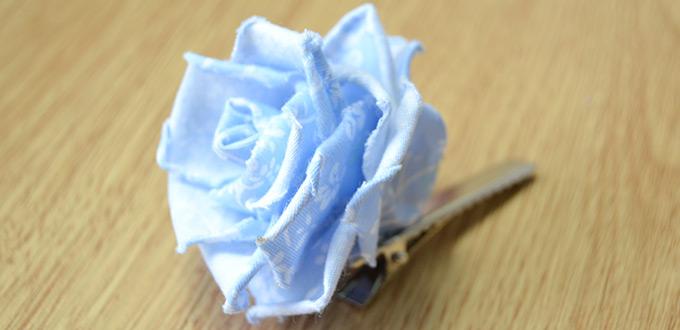 Learn to Make a Fabulous Blue Rose Flower Hair Clip out of Fabric