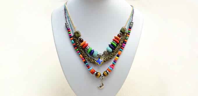 How to Make a Layered Adjustable Hemp Necklace with Assorted Beads