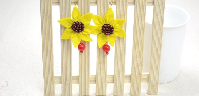 Fancy Idea about Making Dangling Sunflower Earrings with Beads