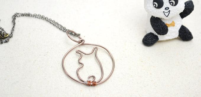 How to Make Wirework Kitty Necklace - DIY Chocolate Colored Kitty Pendant Necklace idea