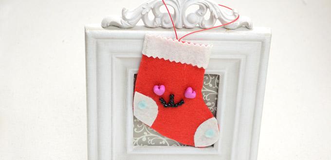 Easy Idea on Homemade Red Felt Christmas Stocking Ornament