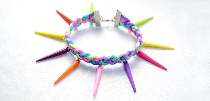 How to Make a 3 Strands Braided Bracelet with Acrylic Spike Beads