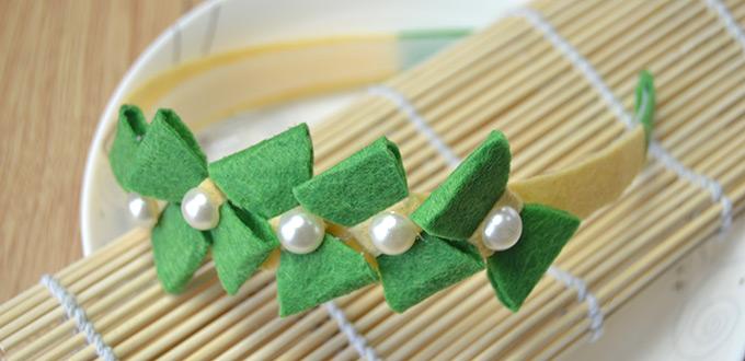 How to Make a Headband with Lovely Green Bows in Fresh Style