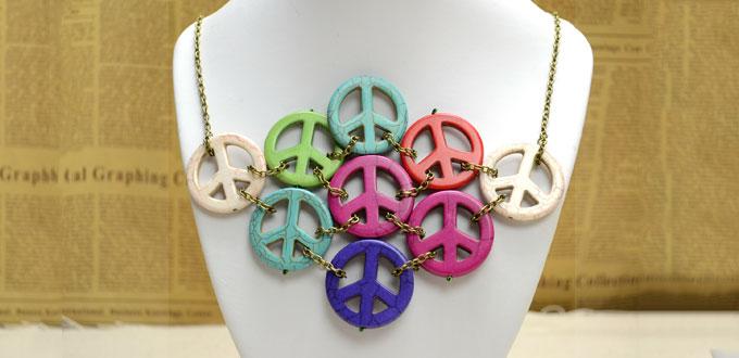 Instructions on Making a Chunky Turquoise Peace Sign Necklace for Women