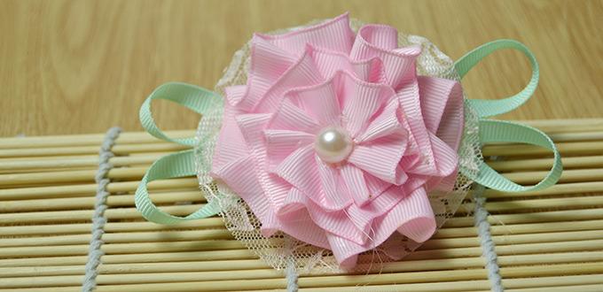 How to Make a Light Pink Ribbon Rose Brooch in a New Way
