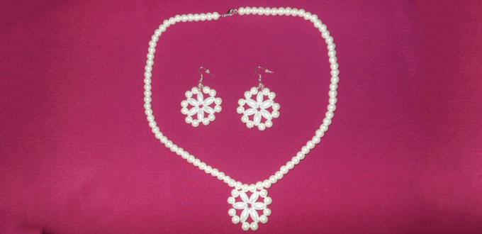 How to Make a White Beaded Snowflake Jewelry Set for Christmas