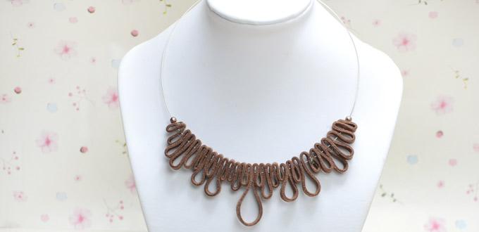 Creative Idea on How to Make a Hem-Stitch Necklace with Brown Suede Cord