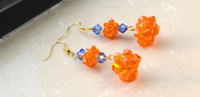 Free Patterns for Making Crystal Dangle Earrings with Basic Beading Technique