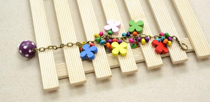 How to Make a Floral Charm Bracelet for Kids with Colorful Wood Beads