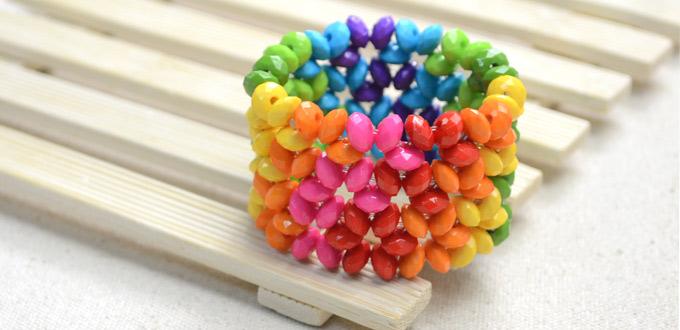 Creating a Rainbow Colored Right Angle Weave Bracelet Pattern 